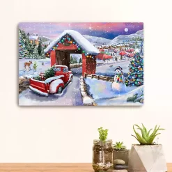 Sale Kirklands Home Snowy Christmas Road Trip Canvas Art Print, 16x24