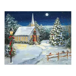 Sale Kirklands Home Snowy Church Scene Small Canvas Art Print Multi