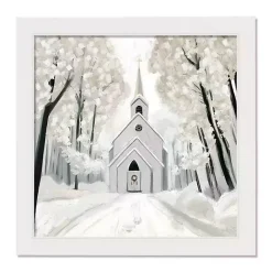 Sale Kirklands Home Snowy Church Framed Canvas Art Print White