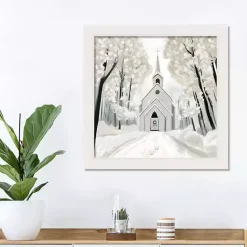 Sale Kirklands Home Snowy Church Framed Canvas Art Print White