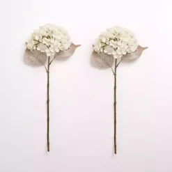 New Kirklands Home Snowy Cream Hydrangea Stems, Set of 2 Ivory