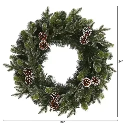 Hot Kirklands Home Snowy Pine Cone Clear LED Wreath Green
