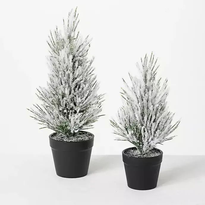 Clearance Kirklands Home Snowy Potted Mini Pine Trees, Set of 2