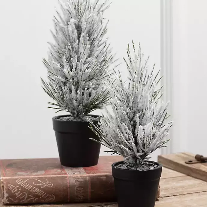 Clearance Kirklands Home Snowy Potted Mini Pine Trees, Set of 2