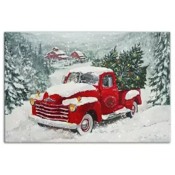 Sale Kirklands Home Snowy Red Truck Christmas Canvas Art Print