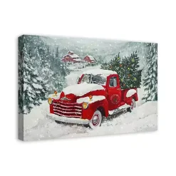 Sale Kirklands Home Snowy Red Truck Christmas Canvas Art Print
