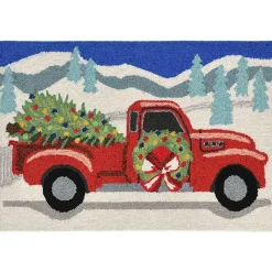 Kirklands Home Snowy Truck Doormat, 30x48 Red