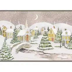 Sale Kirklands Home Snowy Tree Scene Christmas Canvas Wall Plaque
