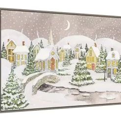 Sale Kirklands Home Snowy Tree Scene Christmas Canvas Wall Plaque