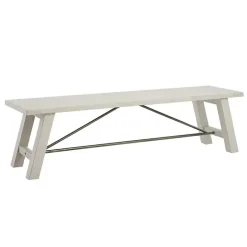 Discount Kirklands Home Sofia Wooden Dining Bench with Metal Bars White