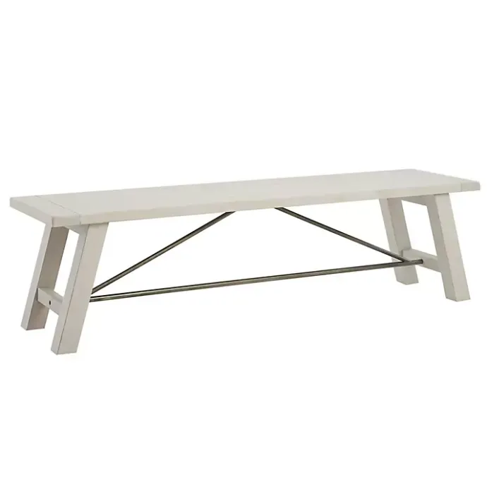Discount Kirklands Home Sofia Wooden Dining Bench with Metal Bars White