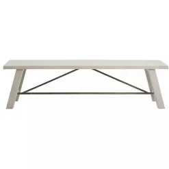 Discount Kirklands Home Sofia Wooden Dining Bench with Metal Bars White