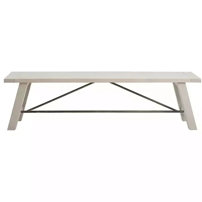 Discount Kirklands Home Sofia Wooden Dining Bench with Metal Bars White