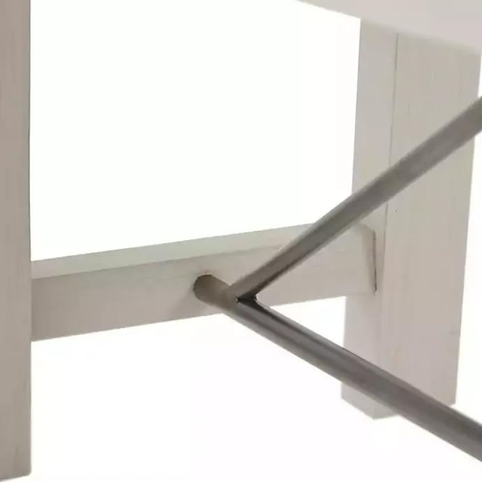 Discount Kirklands Home Sofia Wooden Dining Bench with Metal Bars White