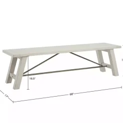 Discount Kirklands Home Sofia Wooden Dining Bench with Metal Bars White