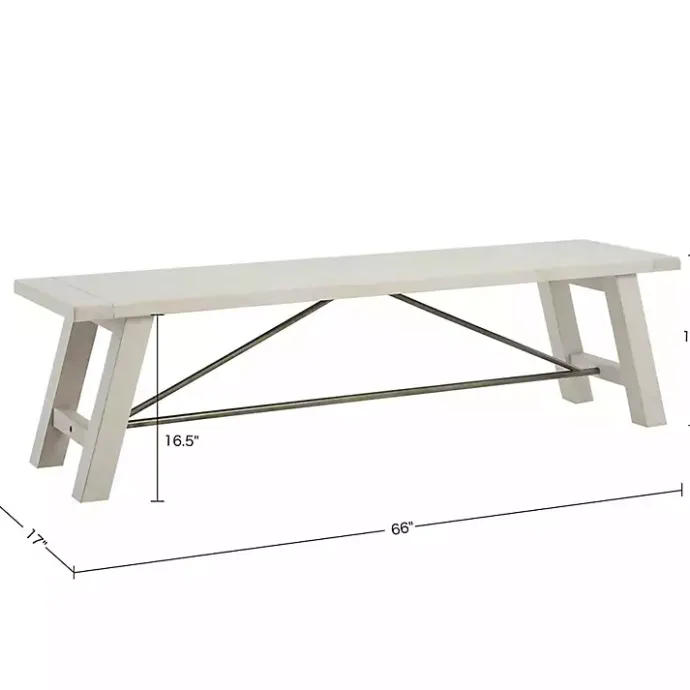 Discount Kirklands Home Sofia Wooden Dining Bench with Metal Bars White