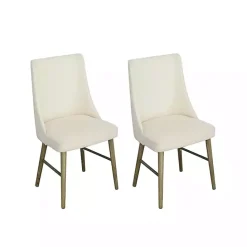 New Kirklands Home Soft Alabaster Upholstered Dining Chairs, Set of 2 White