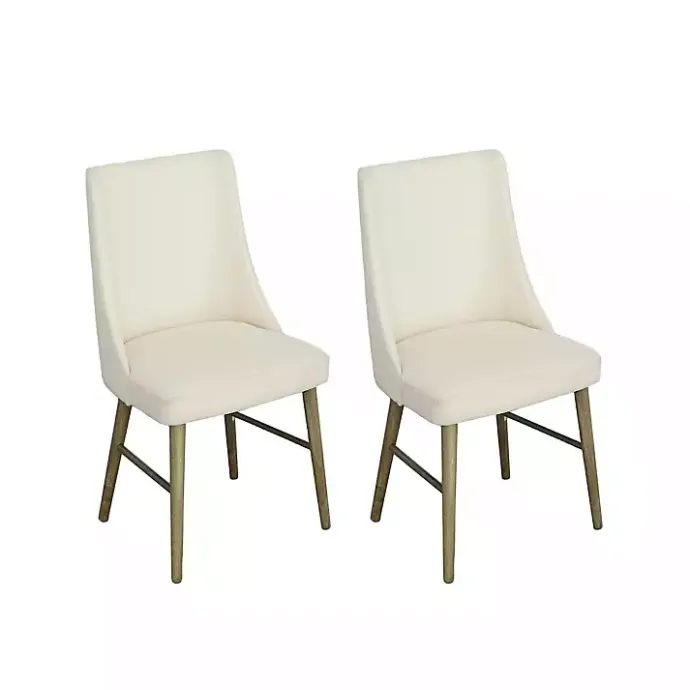 New Kirklands Home Soft Alabaster Upholstered Dining Chairs, Set of 2 White