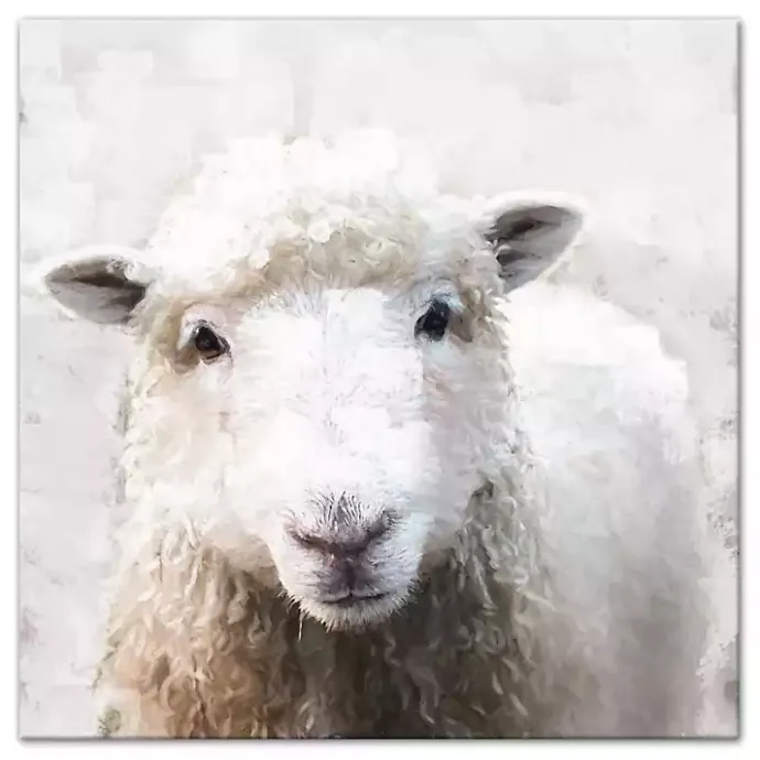 Online Kirklands Home Soft Painted Sheep Canvas Art Print White