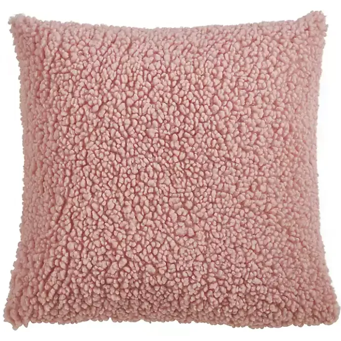 Sale Kirklands Home Soft Fuzzy Faux Wool Textured Throw Pillow Pink