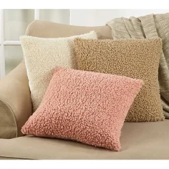 Sale Kirklands Home Soft Fuzzy Faux Wool Textured Throw Pillow Pink