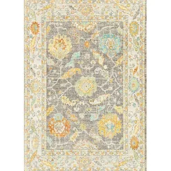 Sale Kirklands Home Soft Yellow and Gray Floral Area Rug, 8x12