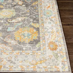 Sale Kirklands Home Soft Yellow and Gray Floral Area Rug, 8x12