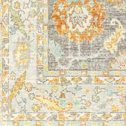 Sale Kirklands Home Soft Yellow and Gray Floral Area Rug, 8x12