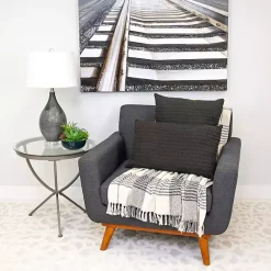 Hot Kirklands Home Solid Charcoal Textured Pillow Gray