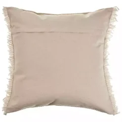 Discount Kirklands Home Solid Ivory Accent Pillow with Fringe Tan