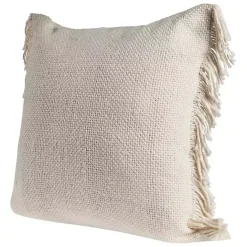 Discount Kirklands Home Solid Ivory Accent Pillow with Fringe Tan