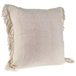 Discount Kirklands Home Solid Ivory Accent Pillow with Fringe Tan