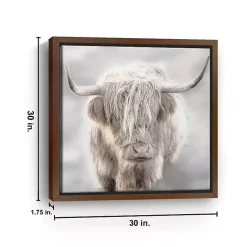 Outlet Kirklands Home Solo Highland Cow Framed Canvas Art Print, 30x30 Gray