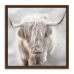 Kirklands Home Solo Highland Cow Framed Canvas Art Print, 40x40 Gray