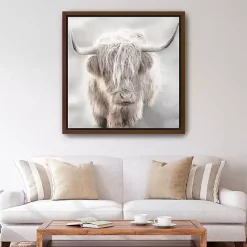 Kirklands Home Solo Highland Cow Framed Canvas Art Print, 40x40 Gray