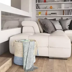 Best Kirklands Home Spa Blue and White Jute Basket with Tassel, 17 in.