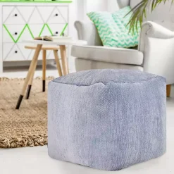 Clearance Kirklands Home Spa Chenille Pouf Blue