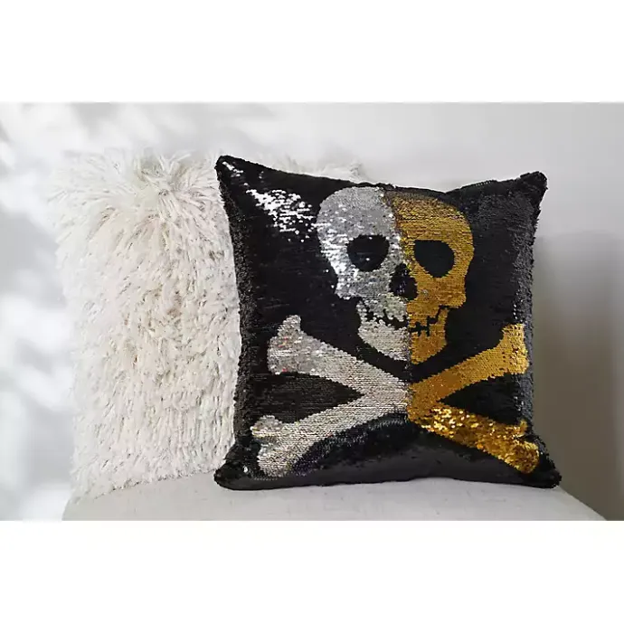 Sale Kirklands Home Sparkle Sequin Skull Pillow