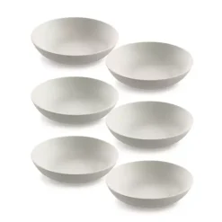 New Kirklands Home Speckled Beige Wheat Dinner Bowls, Set of 6 Ivory