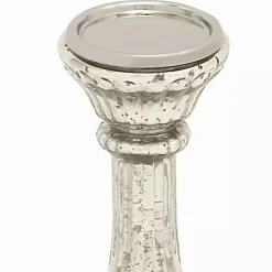 Kirklands Home Speckled Mercury Glass Pillar Holders, Set of 3 Silver