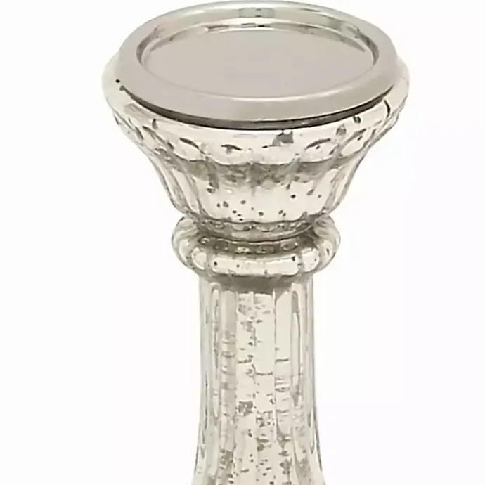 Kirklands Home Speckled Mercury Glass Pillar Holders, Set of 3 Silver