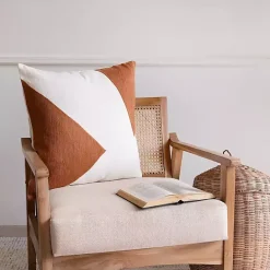 Clearance Kirklands Home Spice & Ivory Geometric Colorblock Throw Pillow Orange