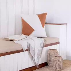 Clearance Kirklands Home Spice & Ivory Geometric Colorblock Throw Pillow Orange