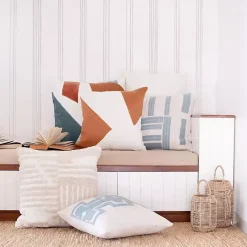 Clearance Kirklands Home Spice & Ivory Geometric Colorblock Throw Pillow Orange