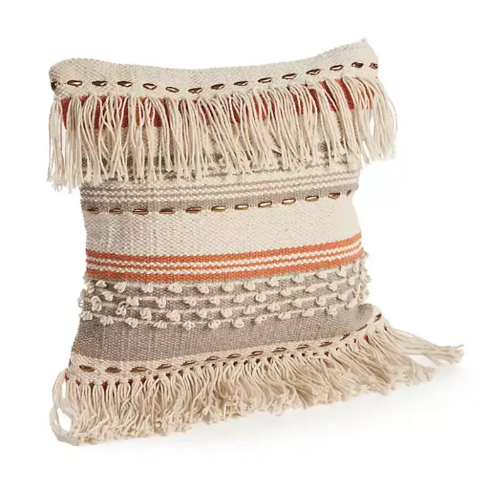 Outlet Kirklands Home Spice and Natural Chic Fringe Pillow