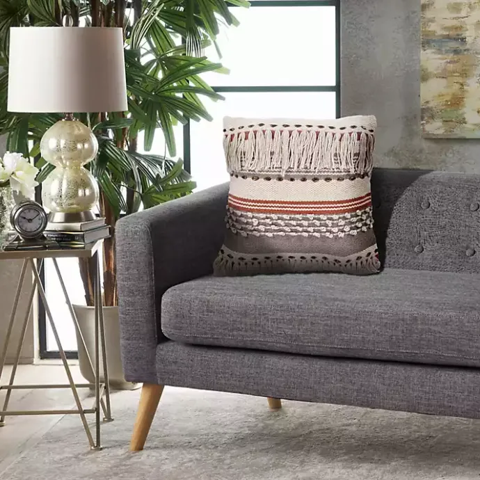 Outlet Kirklands Home Spice and Natural Chic Fringe Pillow