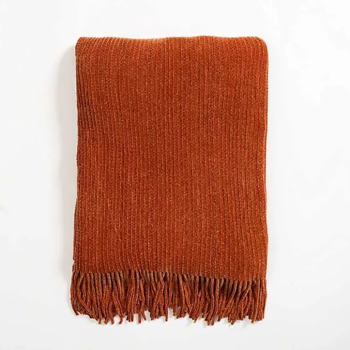 Outlet Kirklands Home Spice Chenille Ribbed Throw Orange