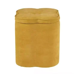 Outlet Kirklands Home Spice Chenille Flower Storage Ottoman Yellow