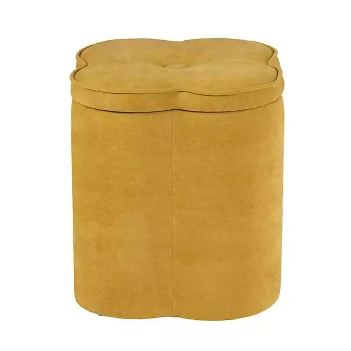 Outlet Kirklands Home Spice Chenille Flower Storage Ottoman Yellow