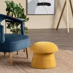 Online Kirklands Home Spice Chenille Mushroom Storage Ottoman Yellow